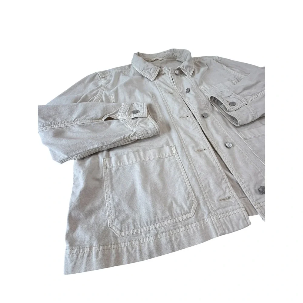 Gap Womens Cream Utility Chore Jacket Large Workwear‎ Cotton Blend